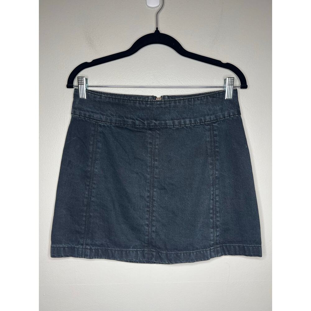 Free People Black Mini Skirt Women's Size 4 A-Line Back Zip Festival Goth Grunge